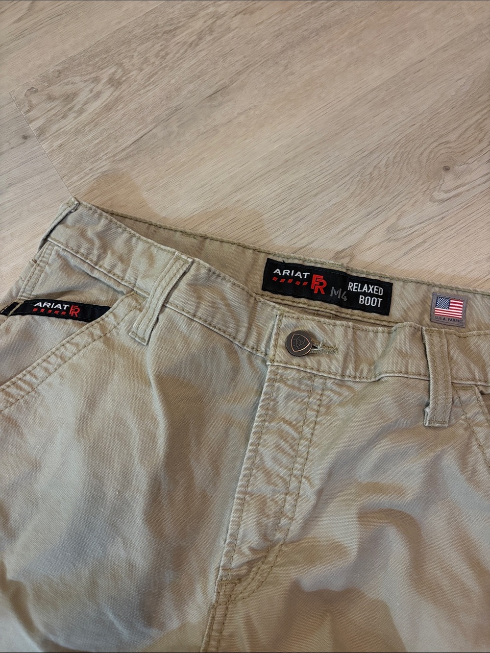 Ariat Jeans Mens FR M4 Relaxed Boot Flame Resistant Work Denim Khaki 32 x 38 - Picture 3 of 7
